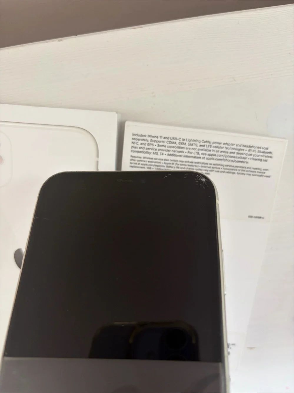 Apple iPhone 11 128GB White Unlocked — Minor Crack, Excellent Condition